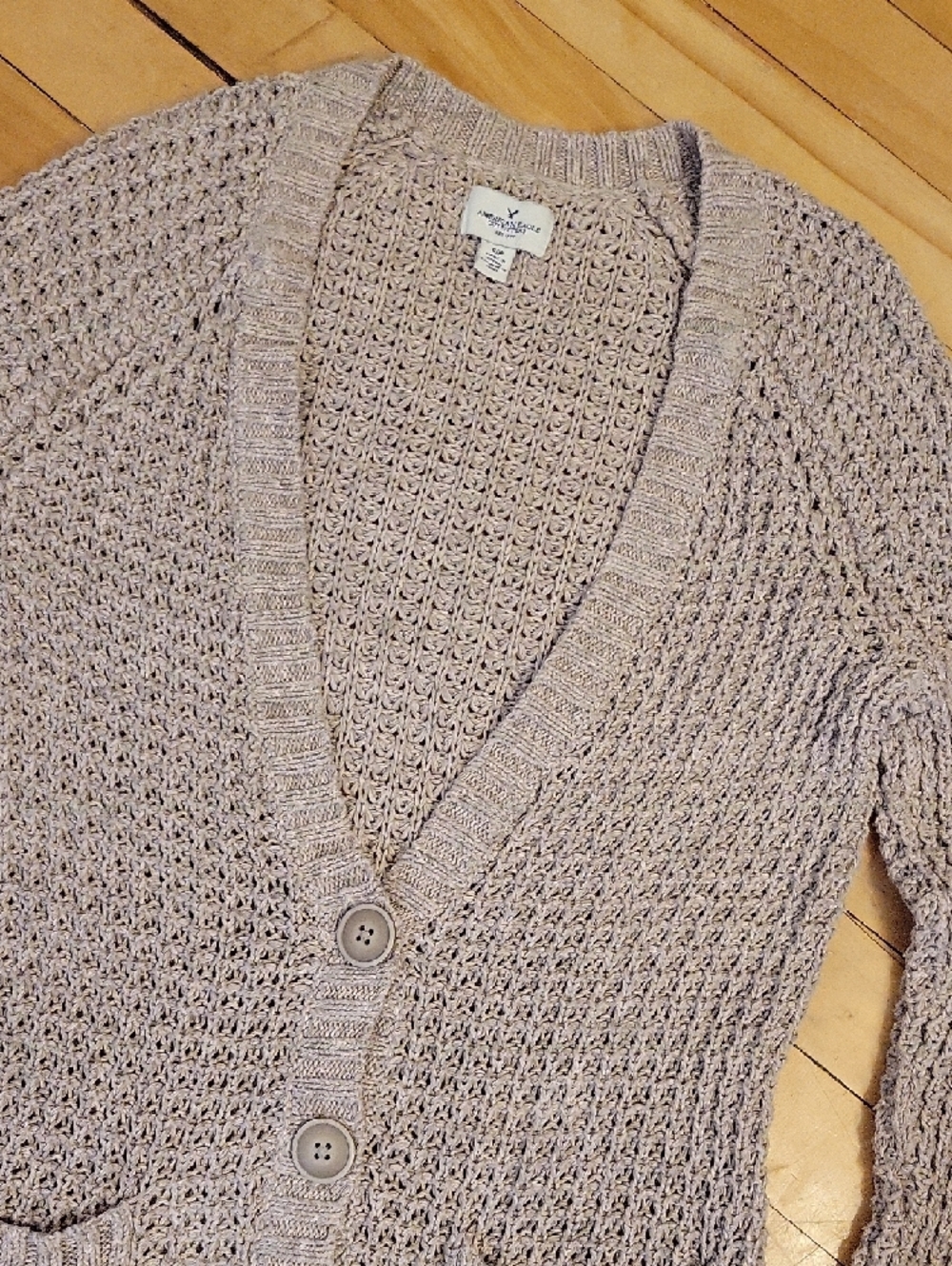 American Eagle Outfitters‎ Neutral Taupe Knit Boho Button-Front Cardigan Cotton